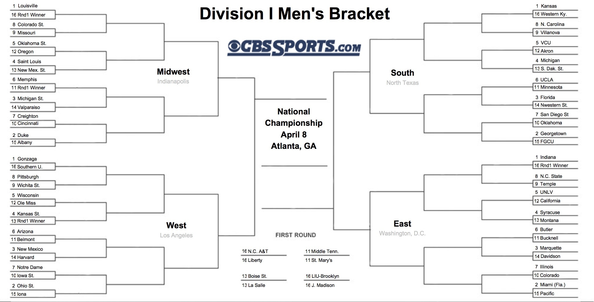 Cbs Bracket Printable Customize and Print