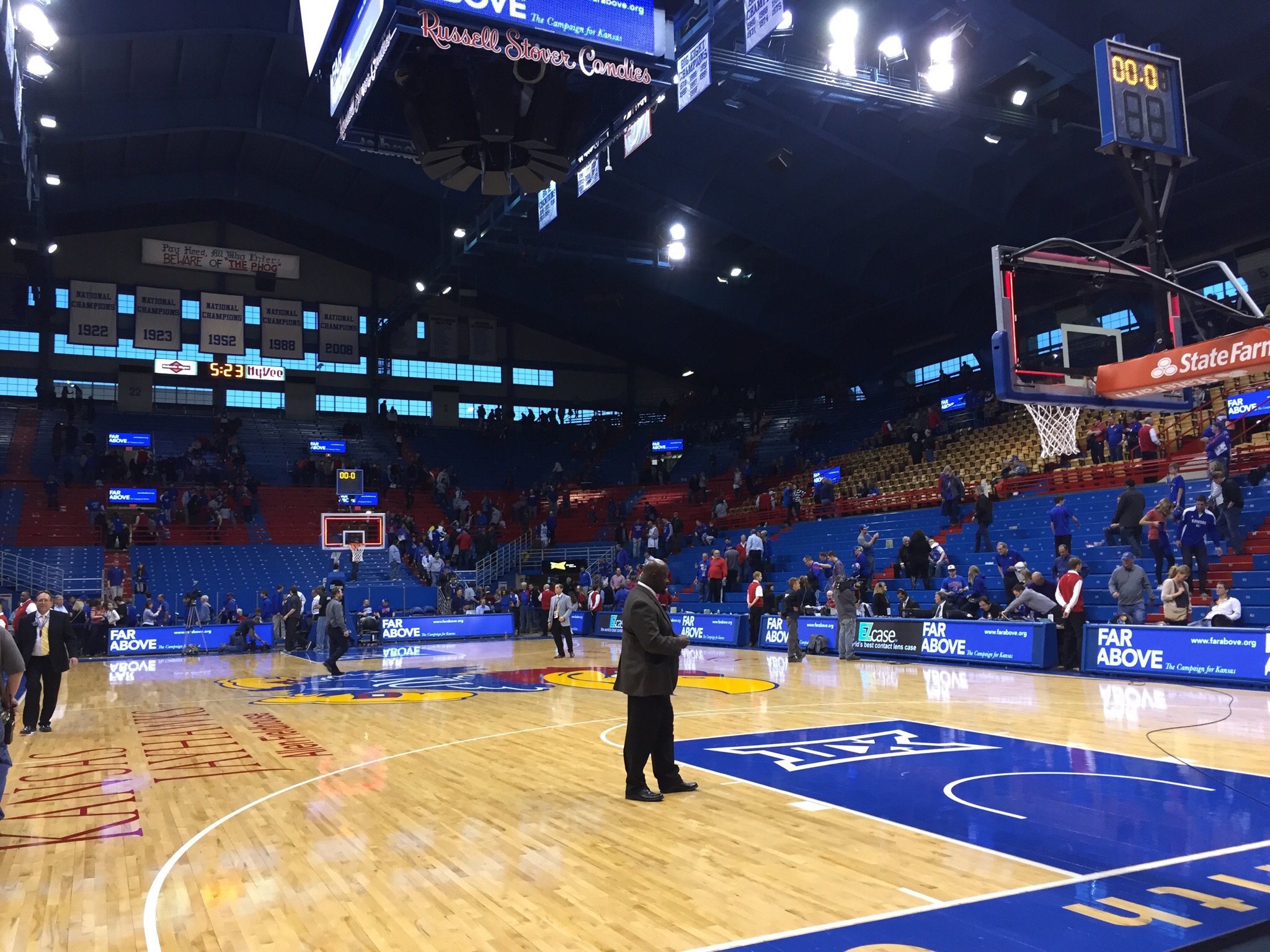 The floor at Allen Fieldhouse before KU's victory over the Wildcats on Feb. 21, 2014. Photo by Ryan Landreth.