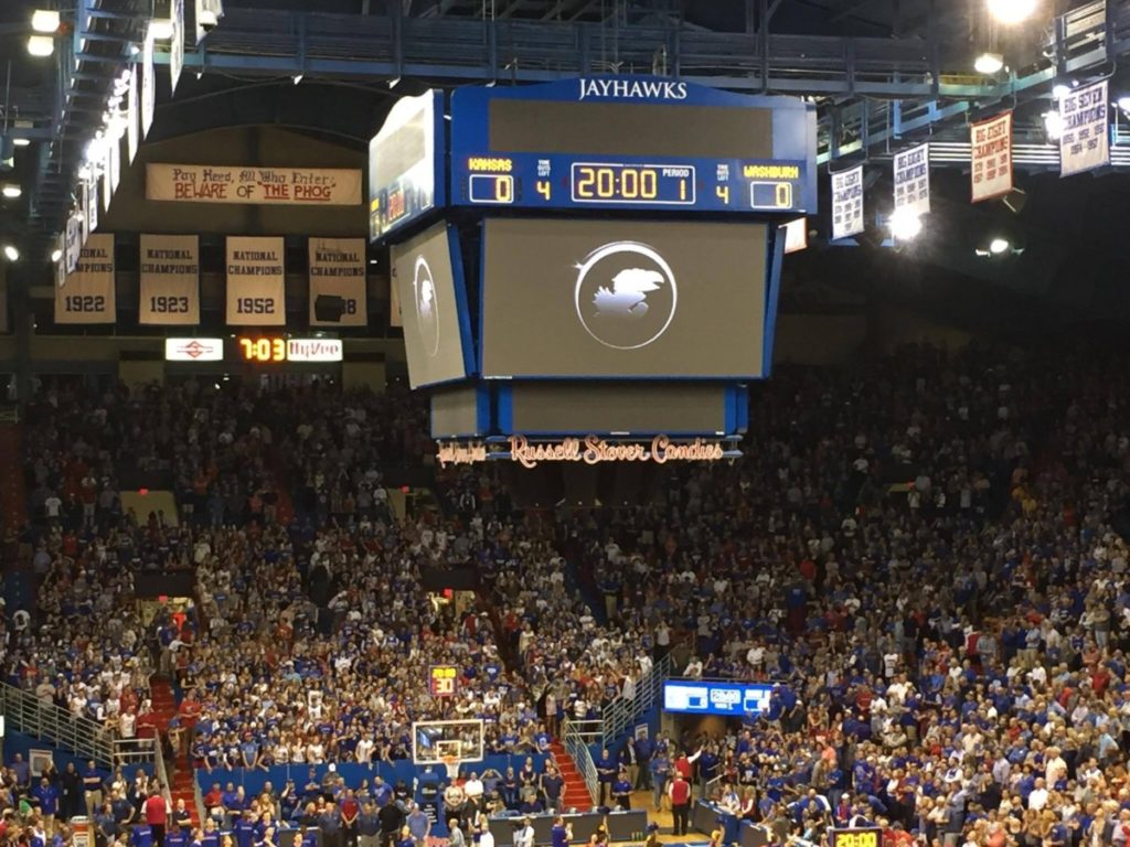 In No. 3 Kansas' 92-74 exhibition victory over Washburn, fans got a first look at the Jayhawks squad favored to win the Big 12 for the 13th consecutive season. Photo by Ryan Landreth, Nov. 1, 2016.