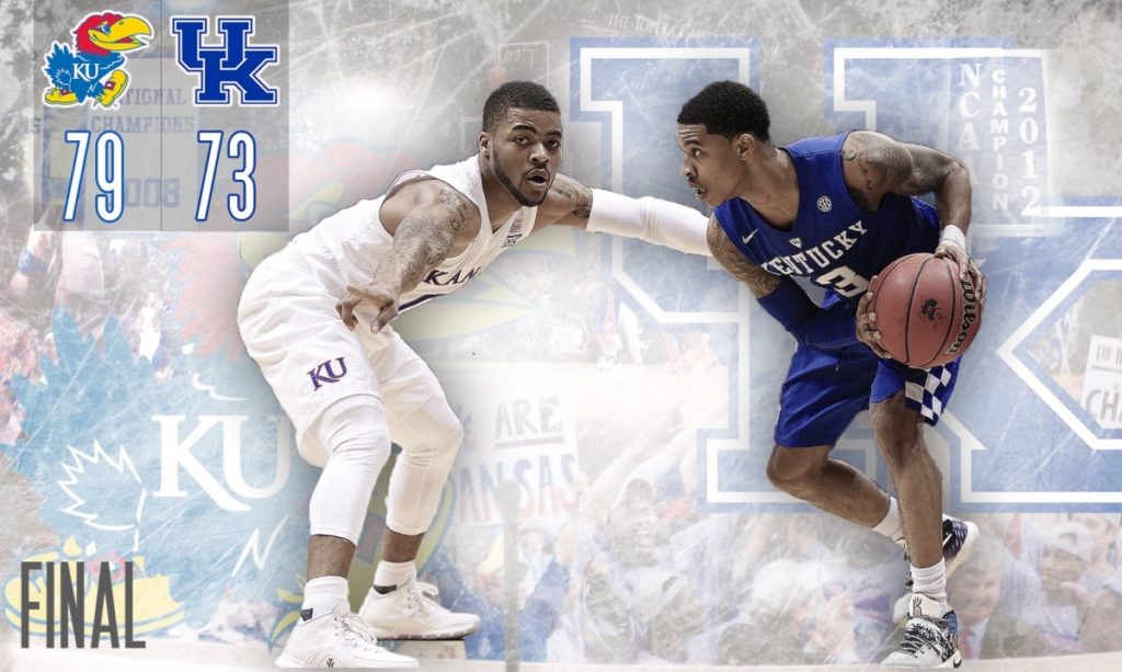 Kansas Jayhawks 79, Kentucky Wildcats 73. Graphic by Nick Weippert.