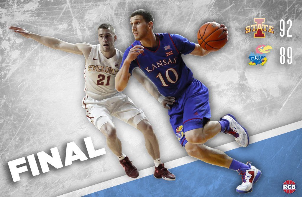 Kansas falls to Iowa State 92-89 in Allen Fieldhouse shocker. Graphic by Nick Weippert.